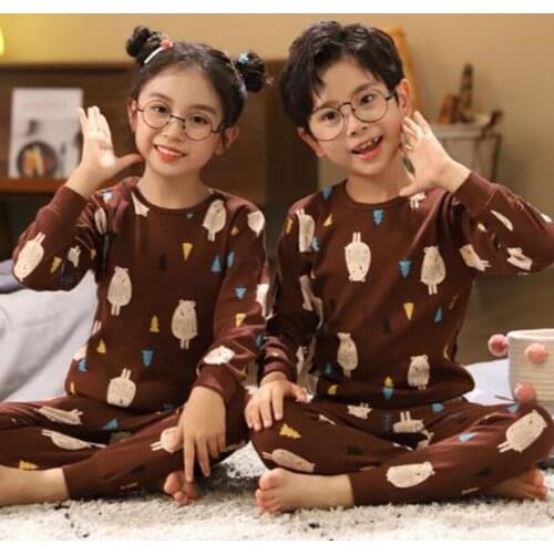 Winter Kids Pajamas Set Children Christmas Sleepwear Cotton Girls Animal Pyjamas Nightwear Home Clothes For Boys 4 6 8 10 12Year