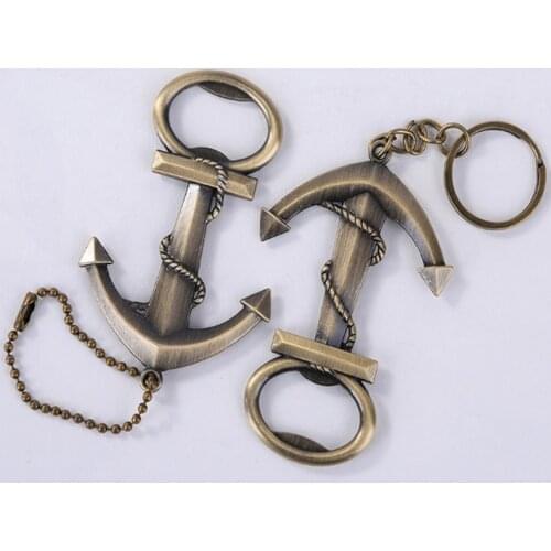 100pcs/lot Retro Anchor key ring Beer Bottle Opener Keychain opener For Wedding Party favor Accessory