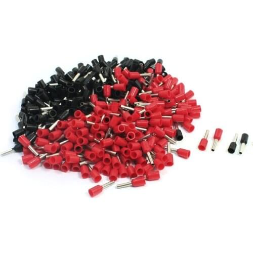 16AWG Wire E1508 Pre Insulate Ferrules Terminals Red Black for 500Pcs