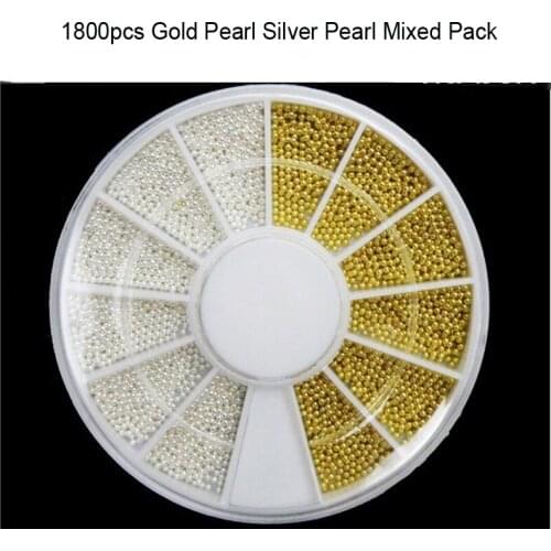 1800pcs 12 Grid Round Frame Decoration Steel Ball DIY Jewelry Metal Jewelry Gold and Silver Beads Manicure Decoration