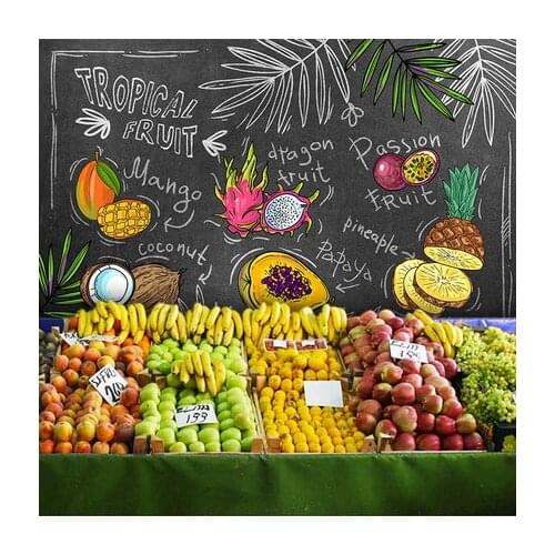 3D creative fruit shop fruit and vegetable market background decoration wallpaper fresh supermarket convenience store mural