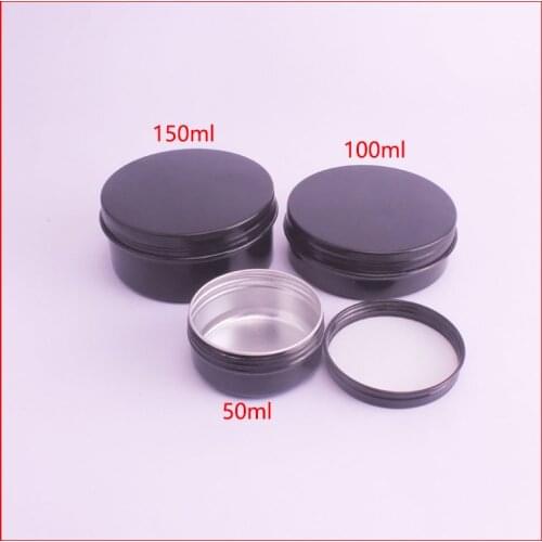 50/100/150ml black aluminum jar/metal cream jar aluminum tin metal cosmetic container for cream powder gel use 100pcs/lot