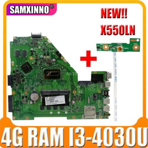 Akmey X550LN Laptop motherboard For Asus X550LD A550L Y581L W518L X550LN Test original mainboard I3-4030U 4GB-RAM GT840M