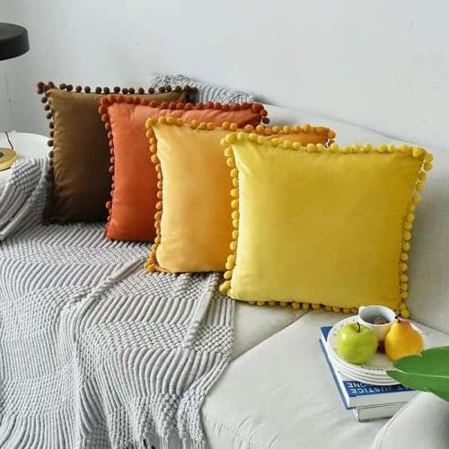 Velvet Tassel Sofa Cushion Cover Decoration Soft Short Plush Pillowcase For Sofa Living Room Car Housse De Coussin 45*45 Decor