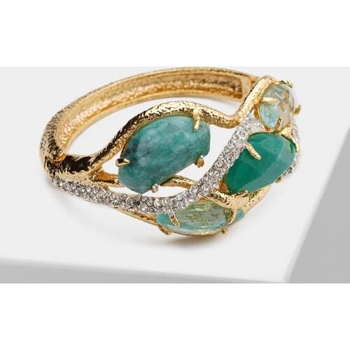 O39 rispada vintage green stone bracelet for summer women gift luxry bangle jewelry friendship