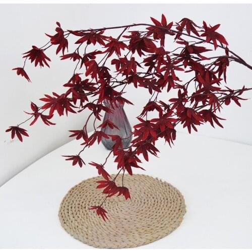 5Pcs Simulation 3 Heads Maple Leaf Silk Flowers Wedding Background Flower Arrangements Home Decoration Window Layout Fake Plants