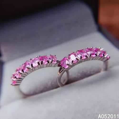 KJJEAXCMY fine jewelry natural pink sapphire 925 sterling silver luxury new women adjustable ring support test