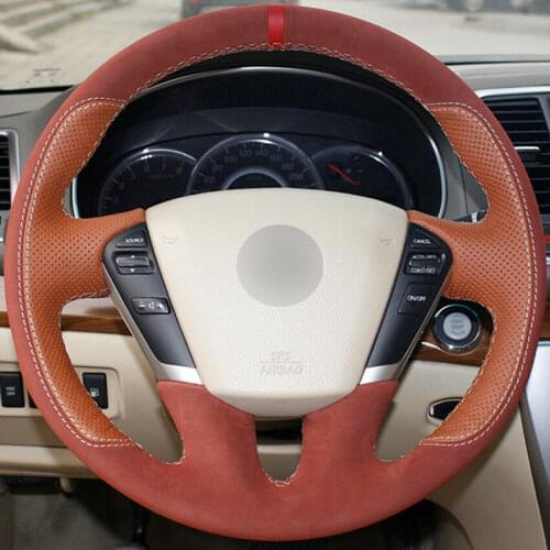 Top Leather Steering Wheel Hand-stitch on Wrap Cover For Nissan Teana 2008-2012 Murano 2009-2014