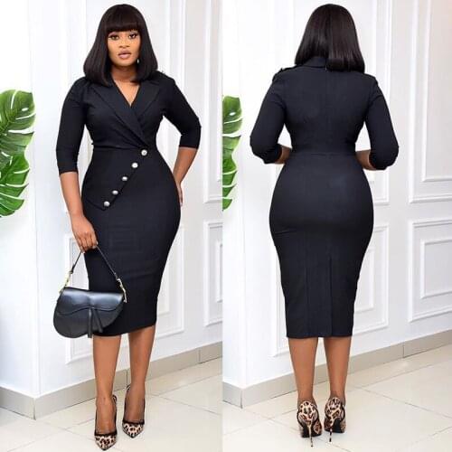 MD Elegant Office Lady Dresses African Bodycon Dashiki Robe Women Business Clothes 2021 Spring Summer Outfit Party Vestido