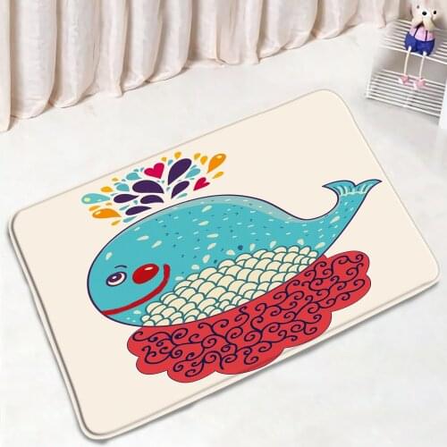 Cartoon Fish Bathroom Mat Exotic Creative Cute Ocean Animal Non-Slip Floor Rugs Bedroom Door Mats Bath Kitchen Doorway Carpet
