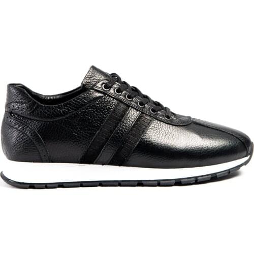 Minea Male Sports Shoes Genuine Leather Male Vulcanized Casual Breathable Flexible Fashion Orthopedic Walking Running 2100 CT Black