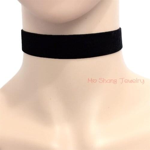 20 MM New Fashion Black Velvet Suede Choker Necklace Hot Trendy Style Black Plain Ribbon Choker Necklaces Jewelry
