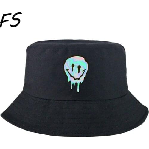 Smile bucket Hat women men funny cartoon fishing cap casual outdoorr sunscreen fisherman hat Hiphop casual panama cap панама boy