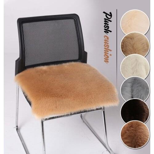 Plush Faux Fox Fur Chair Cushion Artificial Wool Warm Car Seat Pad Sofa Cover Furry Soft Faux Sheepskin Chair Cover Seat Pads