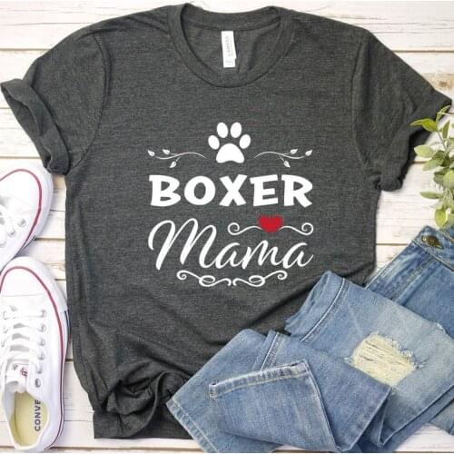 Boxer Mama Lover Dog mom Shirt Mama Print Street Letters Women 100% Cotton T-shirts Oneck Shirt Plus Size Short Sleeve Top Tees