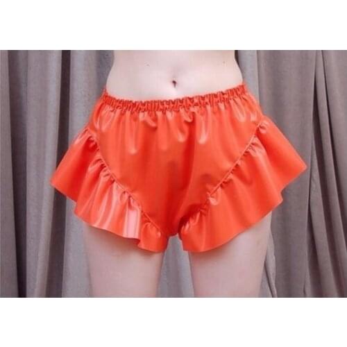 Sexy Women Latex Gummi Panties Ruffles Rubber Fetish Underwear Custom