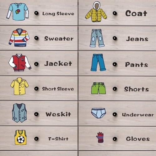 Removable Wardrobe Clothes Classification Label Stickers Bedroom Living room Boy Girls room Decor Tags Decals Home Decoration