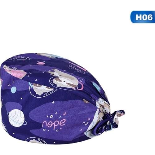 Beauty Salon Pet Work Laboratory Cap Scrub Hat The New Breathable Unisex Cartoon Printing Protect Scrub Cap