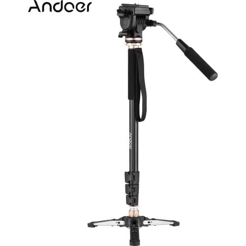 Andoer 173cm/68inch Photography Monopod Stand Aluminum Alloy 6kg Load 3-Leg Tripod Base Pan Tilt Head for DSLR Camera Camcorder