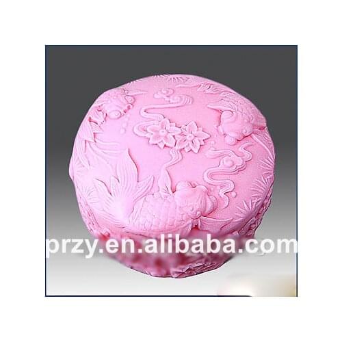 DIY Fishes and Good Wishes Detail of high relief sculpture handmade silicone soap candle cake decoration mold