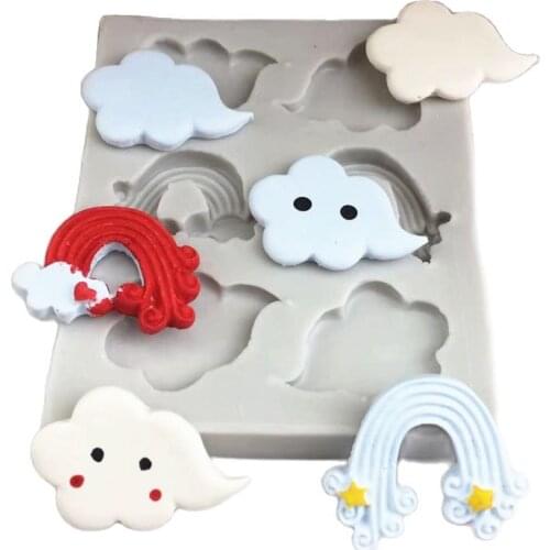 Rainbow Clouds Silicone Mold For Fondant Chocolate Epoxy Sugarcraft Mould Pastry Cupcake Decorating Kitchen Accessories