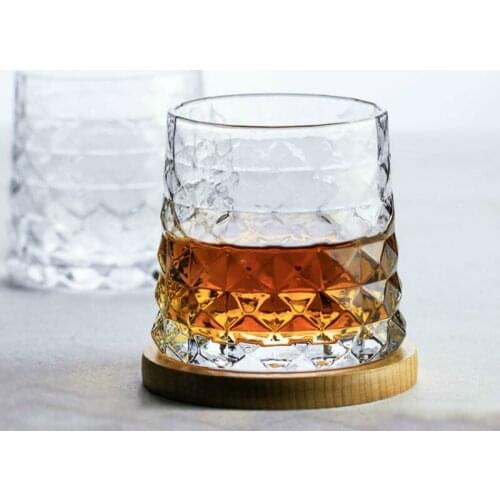 Prism Pattern Old Fashioned Crystal Whiskey Glass Trapezoid Fuji Mountain Whisky Cup Vodka Tumbler Verre XO Chivas Mug Gift Box