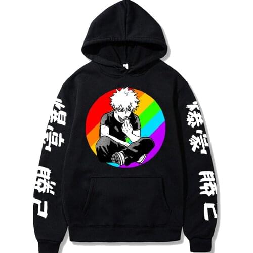 2021 Japan Anime My Hero Academia Hoodie Women Men Harajuku Lgbt Sweatshirt Bakugou Katsuki Pullover Hooded Sportswear