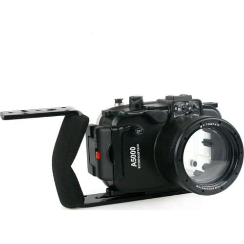 40m 130ft Waterproof Underwater Diving Camera Case For Sony A5000 16-50mm + Aluminium Diving handle + 67mm Red Filter