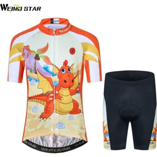 Weimostar Kids Cycling Clothing Children Bike Jersey Short Sleeve 3D Gel Shorts Bicycle Clothing Ropa Ciclismo Boy Girl Cycling