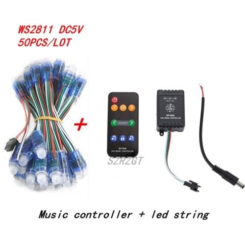 WS2811 RGB LED Module IP68 Waterproof DC5V Full Color LED Pixel Module String Point Lights 50Pixels/Piece with 17key Controller