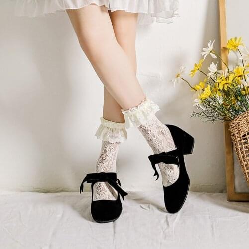 Japanese sweet lolita shoes kawaii girl round head high heel shallow mouth kawaii shoes cosplay loli daily single shoes