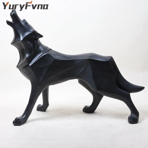 YuryFvna Wolf Statue Sculptures Resin Modern Home Decor Vivid Creative Festival Gifts Animal Figurines