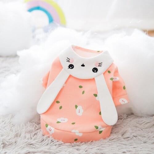 Rabbit Hoodie Pet Clothing Dogs Cartoon Coat Dog Clothes Costume Cotton French Bulldog Print Cute Autumn Pink Boy Collar Perro