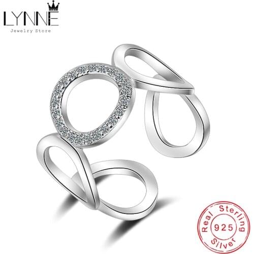 New Fashion Circle Form Surround Design Rhinestone Rings 925 Sterling Silver Round CZ Resizable Elegant Ring Women Jewelry Gift