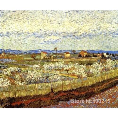 Famous art painting for living room La Crau With Peach Trees In Blossom Vincent Van Gogh High quality Hand painted