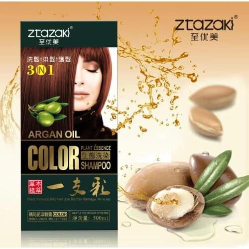ZtaZaki 3pc/Lot Natural Argan Oil Essence Long Lasting Permanent Fast Hair Dye Shampoo For Women Professional Dying