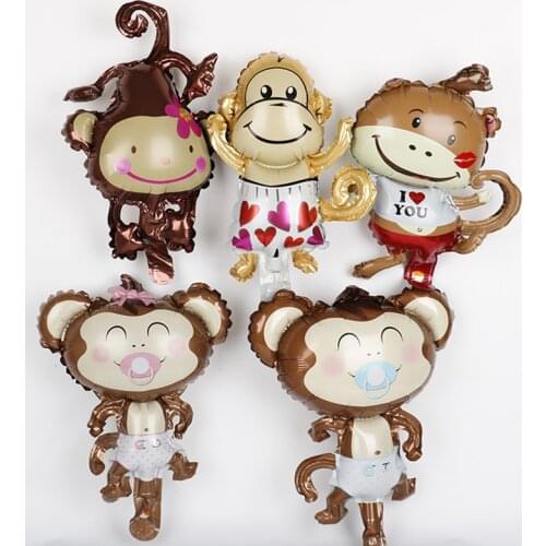 1Pc 29x44cm Jungle Animal Tiger Lion Monkey Fox Horse Air Helium Balloon Kids Safari Birthday Party Decor Zoo Theme Supplies