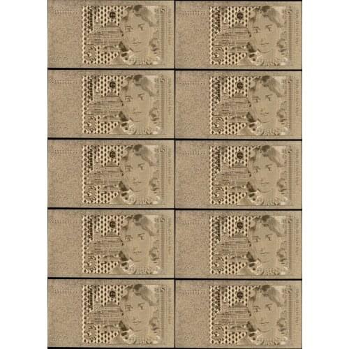 10pcs/lot Nice 5 Mark Banknotes Germany Gold Banknote In 99.9 Gold Plated Paper Money for Collection