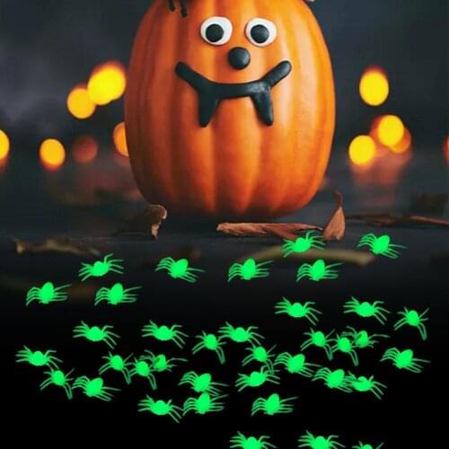 100PCS/Set Halloween Plastic Spiders Toy Luminous Tricky Prank Simulation Decoration DIY Decoration DIY Party Decorative Props