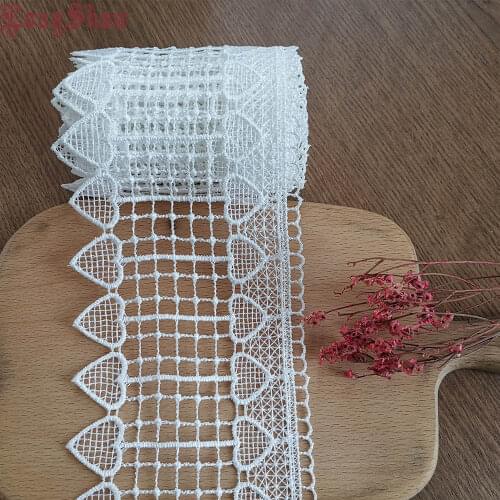 15 Yards/Lot 10cm Wide Pure Polyester Lovely Hearts White Color Chemical Embroidered Lace Border For Home Textiles Decoration