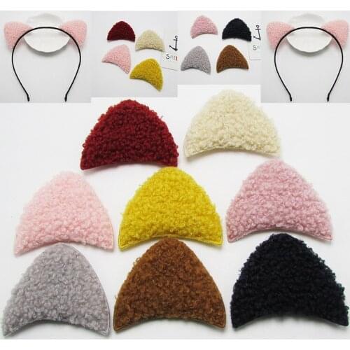 30pcs/lot 6x5.5cm Plush velvet Rabbit Ear Padded Appliques DIY handmade Children Hair Accessories and Clothes Sewing
