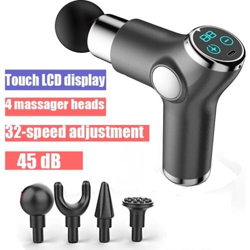 32 Gear Portable Fascia Gun With LCD Display Deep Tissue Muscle Massager Gun Slimming Shaping Body Massager Fitness Massage Gun