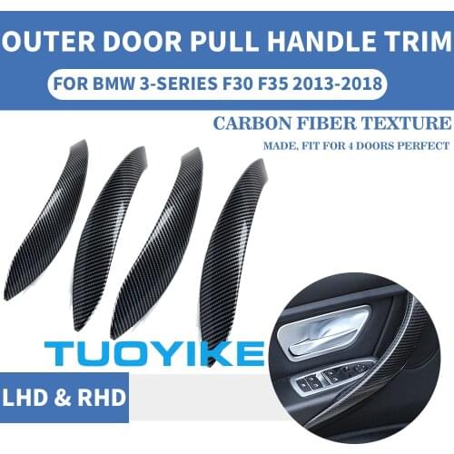 4PCS LHD RHD Carbon Fiber Car Interior Inner Door Pull Handle Outer Front Rear L R Protect For BMW F30 F80 F31 F32 F33 F35 13-18