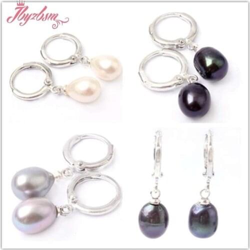 5-7mm Natural Gray&White&Black Cultured Freshwater Pearl Stone Beads Tibetan Silver Earrings For Woman Christmas Gift 1 Pair