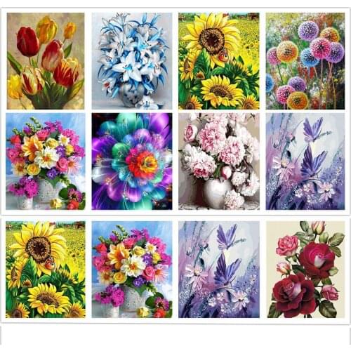 5d Diy Diamond Painting Full Mosaic Pattern Art Fresh Flowers Embroidery Home Decoration Diamond Painting Cross Stitch 30x40