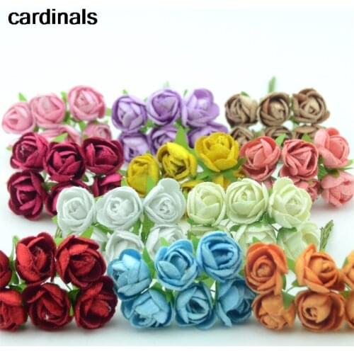 6pcs/lot Mini Artificial Bud Silk Rose Fake Flower Bouquet For Home Wedding Decoration DIY Scrapbooking Handmade Wreath Craft
