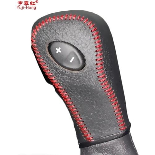 Yuji-Hong Car Gear Covers Case for Ford Edge 3.5L 2011 Explorer 3.5 2011-2013 Automatic Shift Collars Genuine Leather Cover