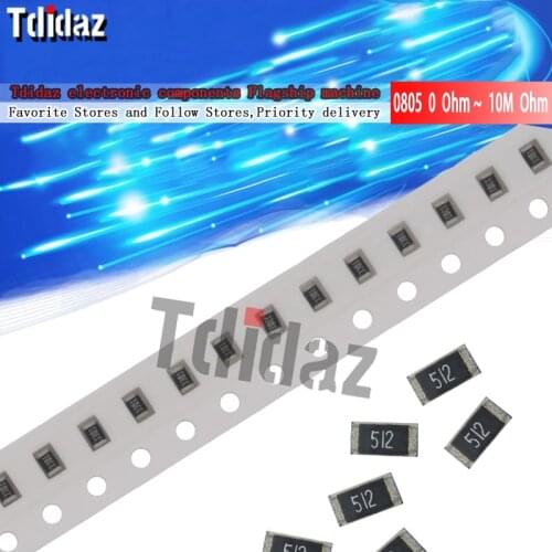 100Pcs 0805 SMD 1/4W 0R ~ 10M chip resistor 0 10R 100R 220R 330R 470R 1K 4.7K 10K 47K 100K 0 10 100 330 470 ohm