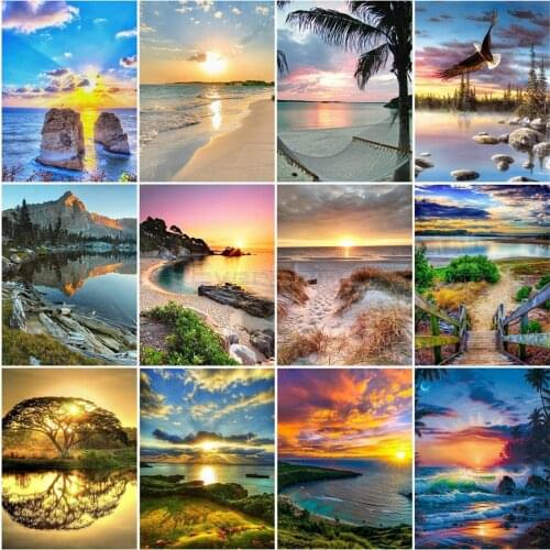 CraftArtGo 5D DIY Diamond Embroidery seascape Full Square Round Rhinestone Mosaic Painting Cross Stitch Flowers Diamond Kit