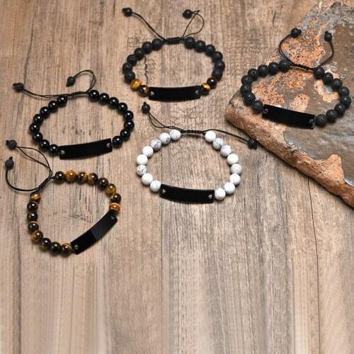 Men Adjustable Beaded Bracelet Tigers Eye and Black Carnelian Bracelets